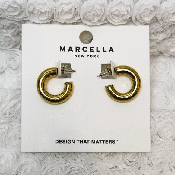 Marcella NYC Yona Gold Hoops - Picture 2 of 10